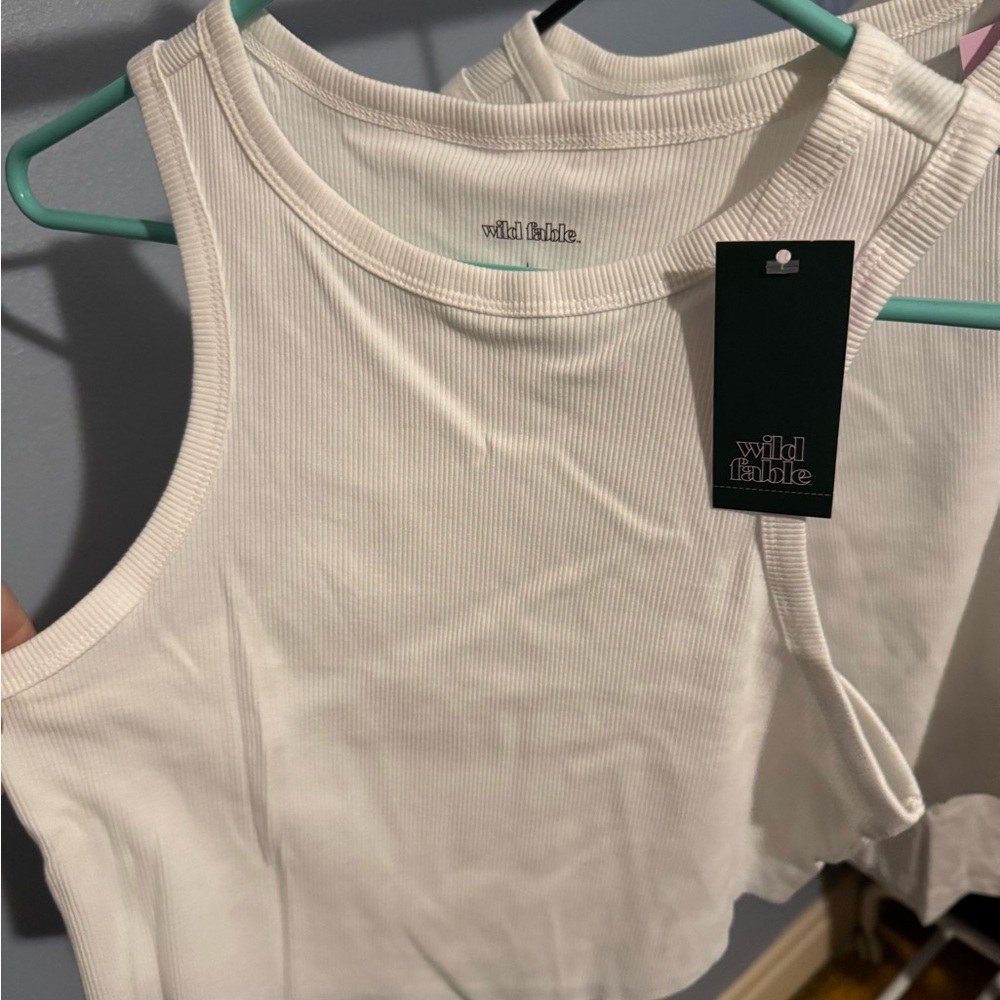 Wild Fable Ivory Ribbed Crop Top - Picture 2 of 3